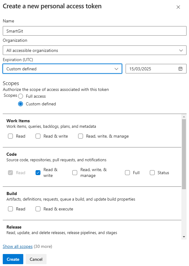 Azure DevOps PAT Scopes