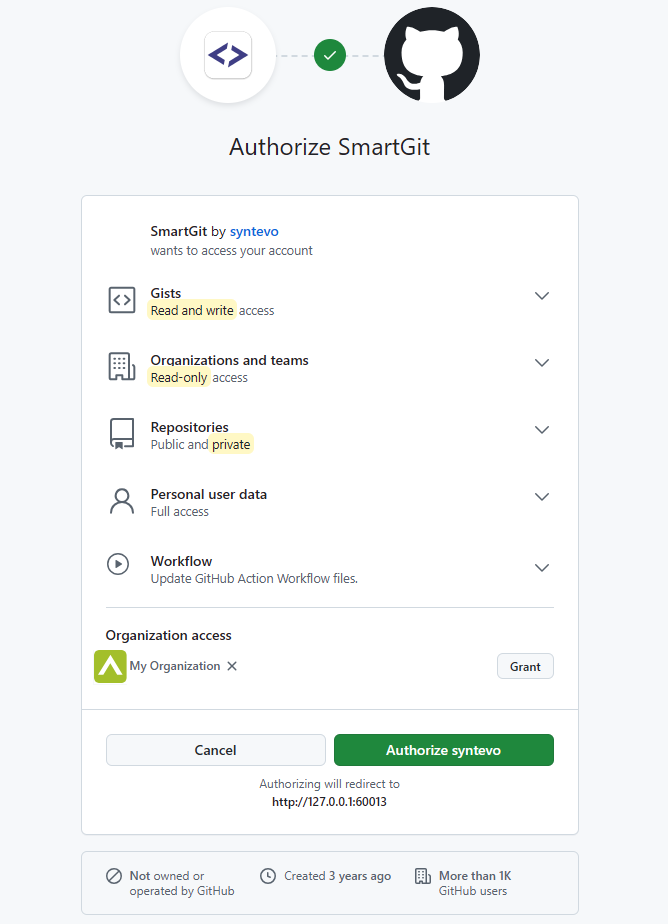 Authorize GitHub OAuth