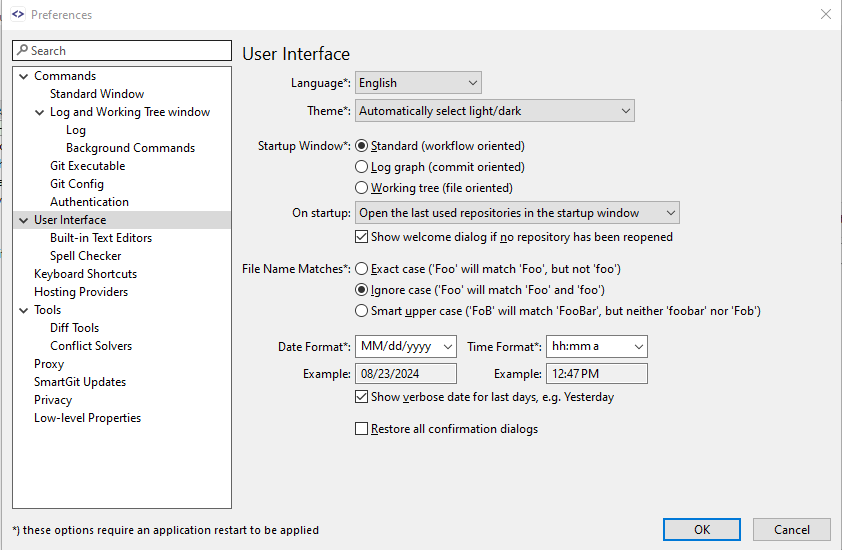 SmartGit User Interface Preferences