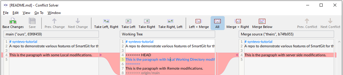 SmartGit Conflict Solver tool